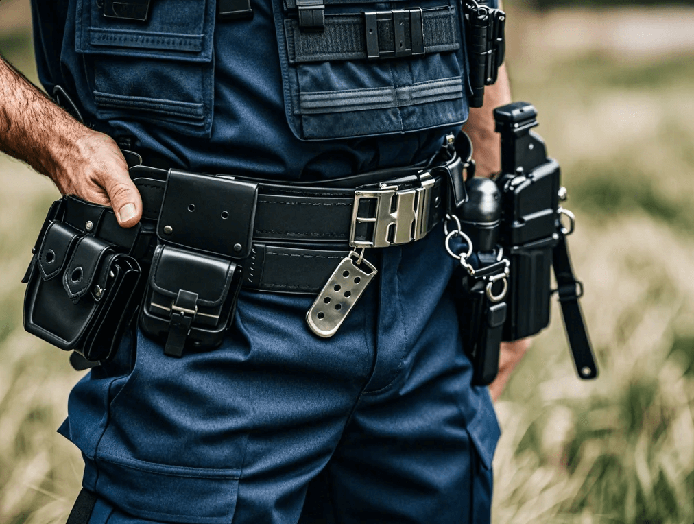 Foco em distintivo de policial militar